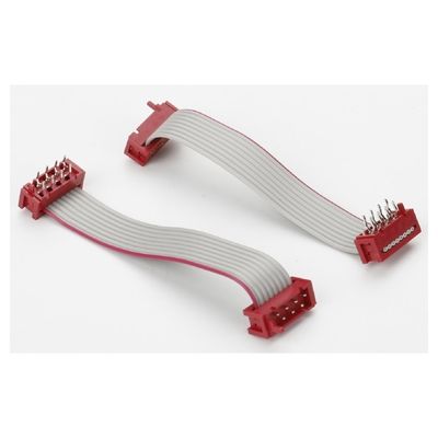 PVC Poliéster 28AWG Flat Cable 1.27mm Micro Connector 8 pin IDC Cable
