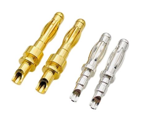 Taxa personalizada 4mm Conector de plugues de banana masculino com ouro e sudário roscado garantida