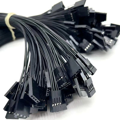 2.54mm Pitch 4 Pin Dupont Cable Assembly UL1007 24awg Preto comprimento personalizado