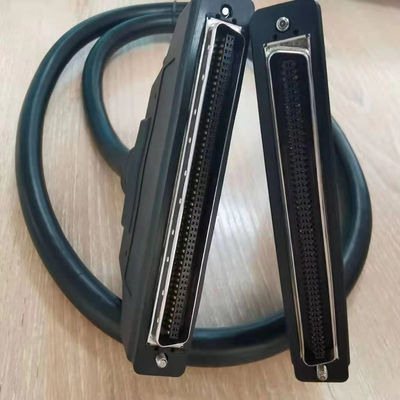 HPDB 100 Pin MDR Connector SCSI Cable Assembly fio preto com material de contato de latão