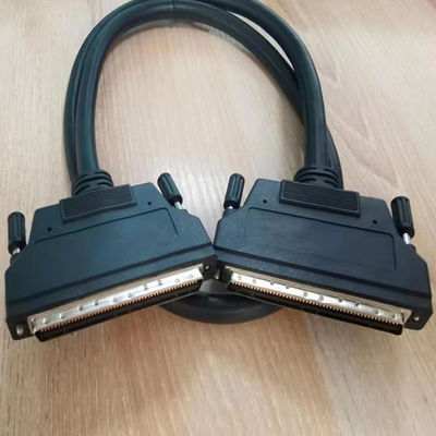 HPDB 100 Pin MDR Connector SCSI Cable Assembly fio preto com material de contato de latão
