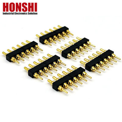 Conector de Pogo Pin Feminino 6P Revestido em Ouro H2.5 Tipo de Mergulho Contato de Latão Para PCB de Alta Corrente