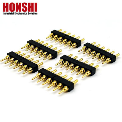 Conector de Pogo Pin Feminino 6P Revestido em Ouro H2.5 Tipo de Mergulho Contato de Latão Para PCB de Alta Corrente