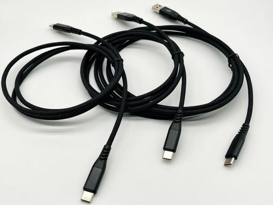 Cabo USB UL2725 preto Tipo C USB 2.0 um conector masculino com chapa dourada
