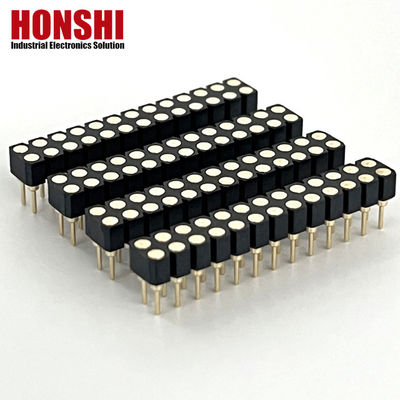 2.54mm PCB de dupla linha H3.0mm 7.4mm de latão reto Machined Conector de cabeçalho feminino redondo