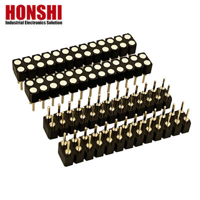 2.54mm PCB de dupla linha H3.0mm 7.4mm de latão reto Machined Conector de cabeçalho feminino redondo