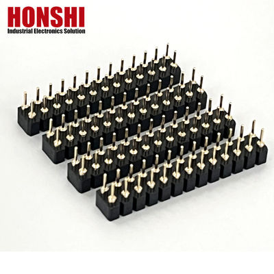 2.54mm PCB de dupla linha H3.0mm 7.4mm de latão reto Machined Conector de cabeçalho feminino redondo