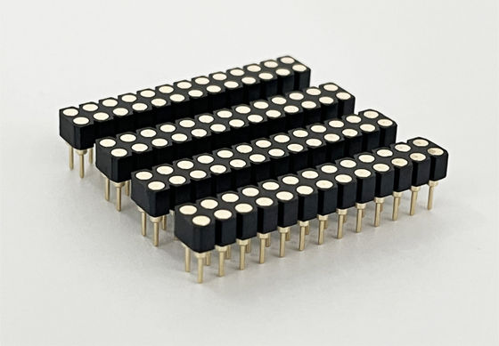 2.54mm PCB de dupla linha H3.0mm 7.4mm de latão reto Machined Conector de cabeçalho feminino redondo