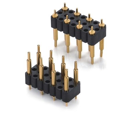Conector Pogo de 5,08 mm, macho, 8 pines, 4,0 mm, três fileiras, carregado de mola