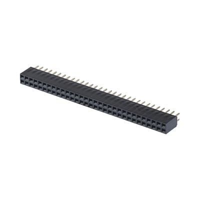 Conector de cabeçalho feminino 1 * 40 PA6T Conector de ângulo direito preto 2,54 mm Pitch H8,5 mm