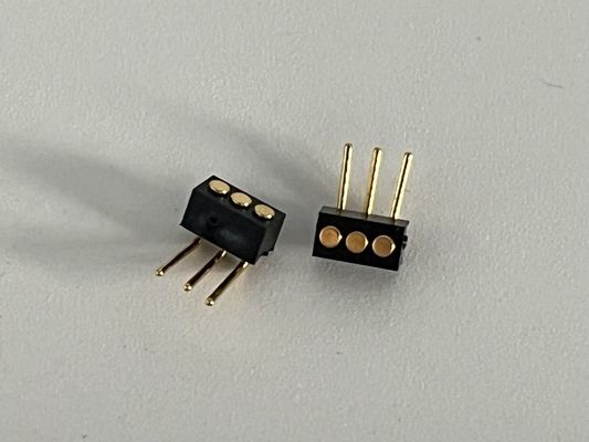 1.27mm 3pin Direito ângulo tipo dip de latão conector Pogo Pin magnético carregado de mola