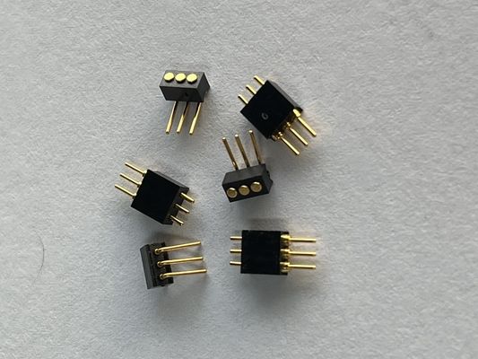 1.27mm 3pin Direito ângulo tipo dip de latão conector Pogo Pin magnético carregado de mola