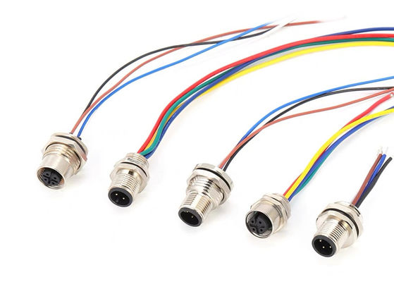 Conector circular da série M12 Plug masculino parafuso traseiro de 5 pinos Montagem do painel M16 * 1.5 PG9