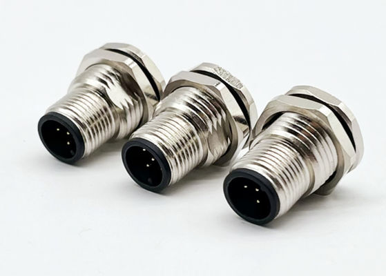 Conector circular da série M12 Plug masculino parafuso traseiro de 5 pinos Montagem do painel M16 * 1.5 PG9