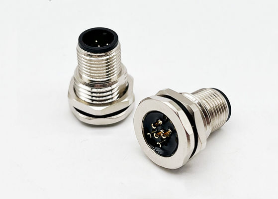 Conector circular da série M12 Plug masculino parafuso traseiro de 5 pinos Montagem do painel M16 * 1.5 PG9