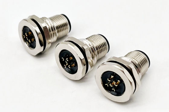 Conector circular da série M12 Plug masculino parafuso traseiro de 5 pinos Montagem do painel M16 * 1.5 PG9