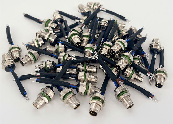 Conector de fio circular de 4 pinos Conector de montagem de parafuso traseiro de painel M8
