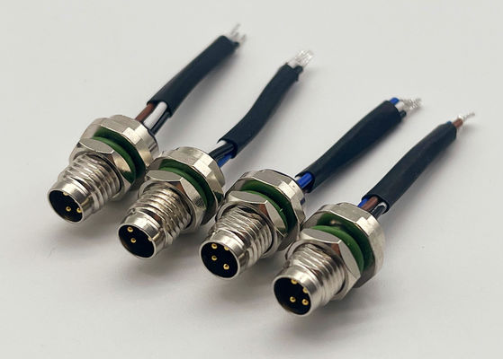 Conector de fio circular de 4 pinos Conector de montagem de parafuso traseiro de painel M8