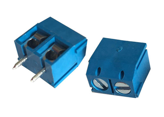 5.00mm Pitch 02p Conector de PCB feminino recto Conector de bloco de terminal azul