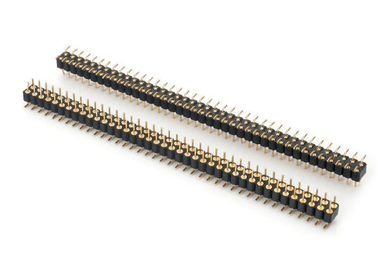 2.0 mm Cabeça de pin redonda masculina Conector de PCB em dupla fileira Cabeça de pin mecanizada