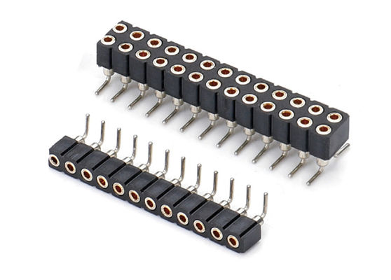 Conector de cabeçalho de pin redondo de PCB em dupla fileira cabeçalho feminino mecanizado 1,27 mm 2,0 mm 2,54 mm