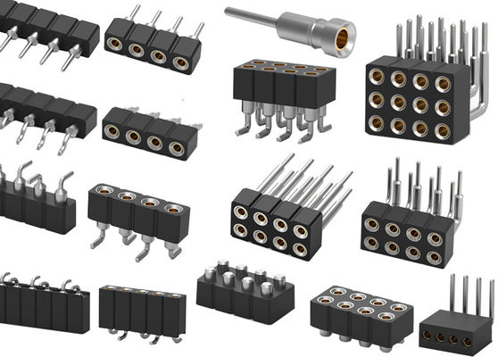 Conector de cabeçalho de pin redondo de PCB em dupla fileira cabeçalho feminino mecanizado 1,27 mm 2,0 mm 2,54 mm