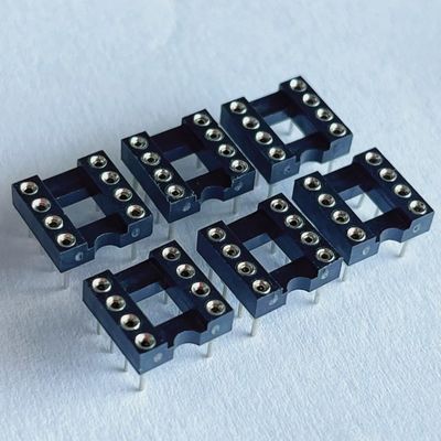 2.54mm 8 Pin IC Socket Connector Feminino Cabeça de pin reta PBT Material de isolamento Preto