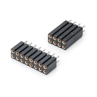 2.54mm Dual Row H7.0mm SMT PCB Brass Machined Round Female Header Connector PA6T Preto