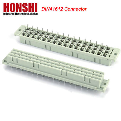 PCB de ângulo direito 128 pin DIN 41612 Euro Conector feminino com bloqueio de placa Pbt cinza