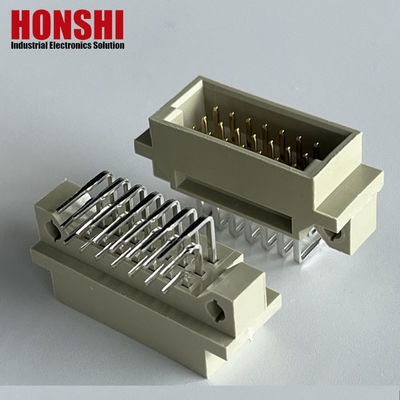 PCB de ângulo direito 128 pin DIN 41612 Euro Conector feminino com bloqueio de placa Pbt cinza