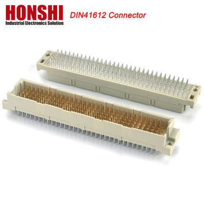 PCB de ângulo direito 128 pin DIN 41612 Euro Conector feminino com bloqueio de placa Pbt cinza