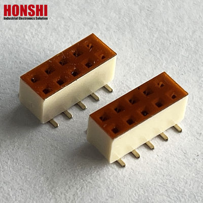 Conector de cabeçalho feminino Fila dupla Pitch branco 2,54mm H7.1 10p SMT Tipo PA6T placa de PCB