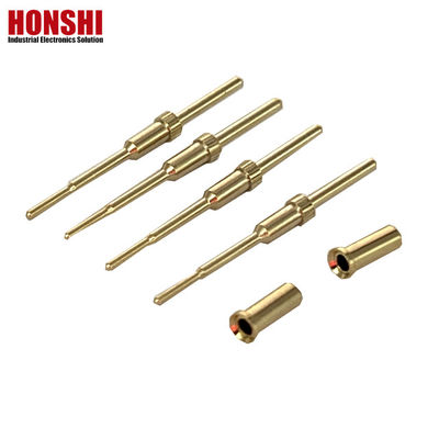 2.32mm Conector Circular Crimp Contactos Feminino Pin de Brass Pin Conector Revestido em Ouro