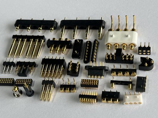 Conector de encaixe Pogo Pin SMT 4 pinos 10 pinos 12 pinos com contato carregado por mola, alta durabilidade e resistência à névoa salina