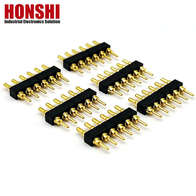 Conector de Pogo Pin Feminino 6P Revestido em Ouro H2.5 Tipo de Mergulho Contato de Latão Para PCB de Alta Corrente
