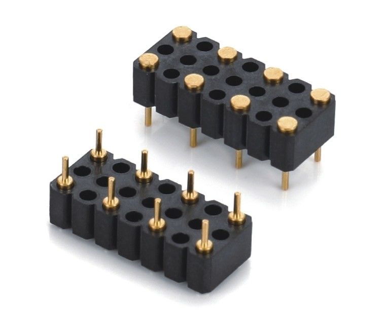 5.08mm Pitch Pogo Pin Connector Dip Tipo Feminino 8 Pin 4.0mm Três fileiras de molas