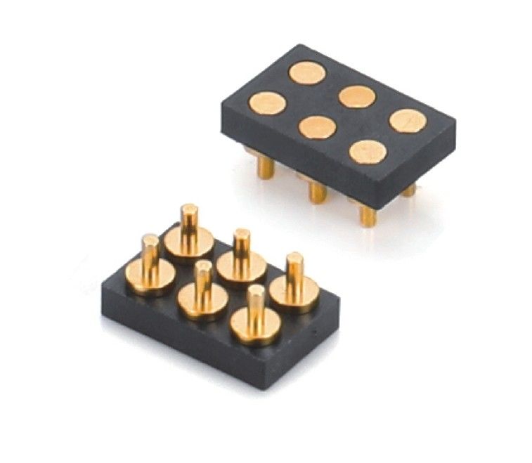 2.54mm Pitch Feminino 6 pin PCB Conector de Primavera Carregado Pogo Pin Connector Tipo Smt