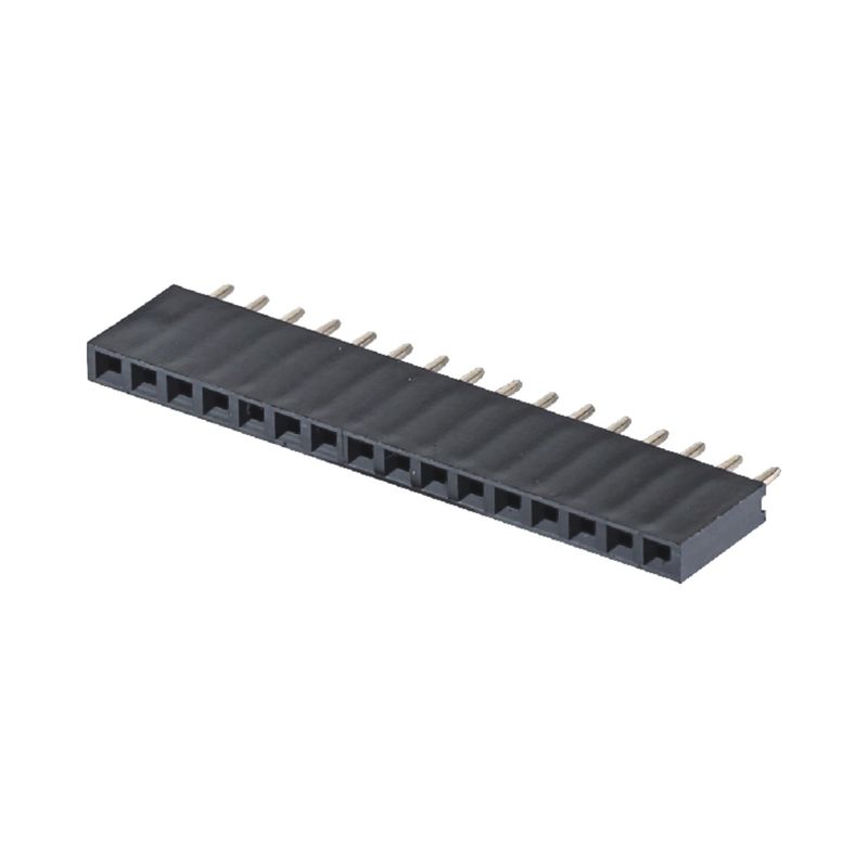 Conector de cabeçalho feminino 1 * 40 PA6T Conector de ângulo direito preto 2,54 mm Pitch H8,5 mm