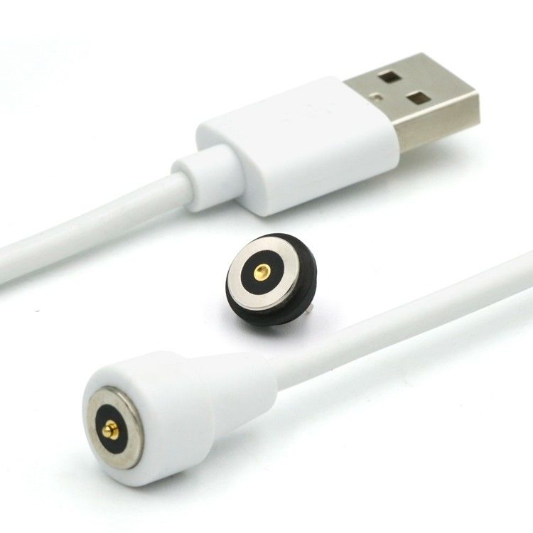 2 pin Pogo Pin conector magnético cabo para USB tipo A M cabo branco
