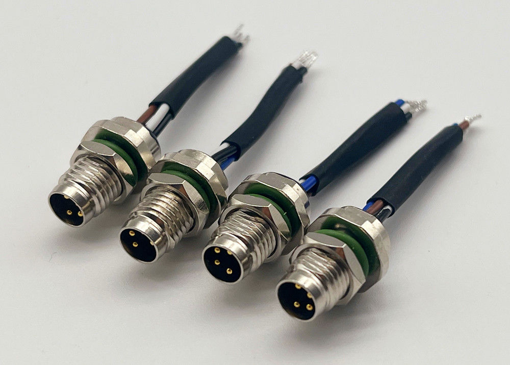 Conector de fio circular de 4 pinos Conector de montagem de parafuso traseiro de painel M8