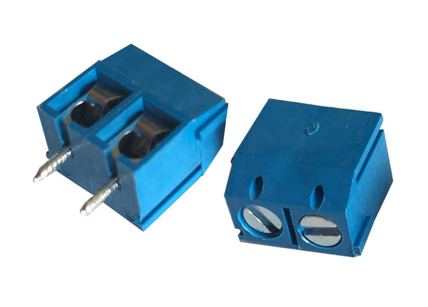 5.00mm Pitch 02p Conector de PCB feminino recto Conector de bloco de terminal azul