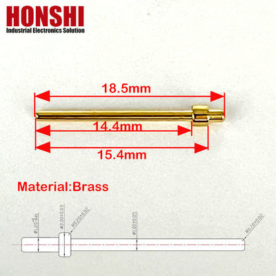 Pinhas de conector em máquina 2.0x18.5mm Placado em ouro Pin terminal de latão Pin de ponto de contato