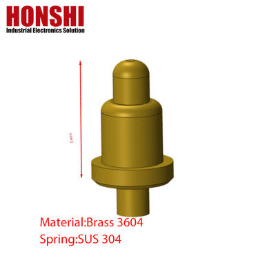 Pin masculino de moagem de moagem, revestido de ouro para conectores de pinos Pogo de 3,00 mm, faixa de temperatura -40 °C a 105 °C