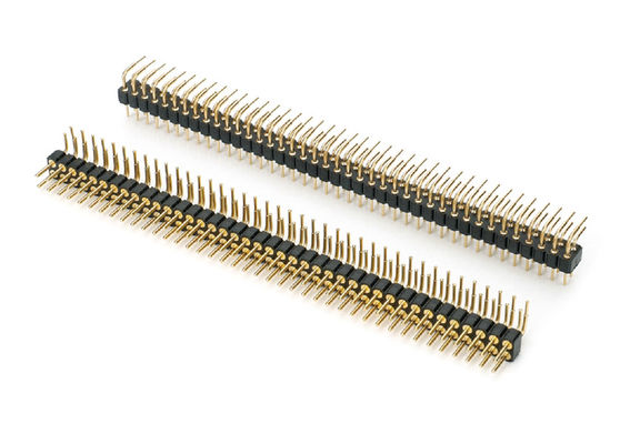 2.0 mm Cabeça de pin redonda masculina Conector de PCB em dupla fileira Cabeça de pin mecanizada